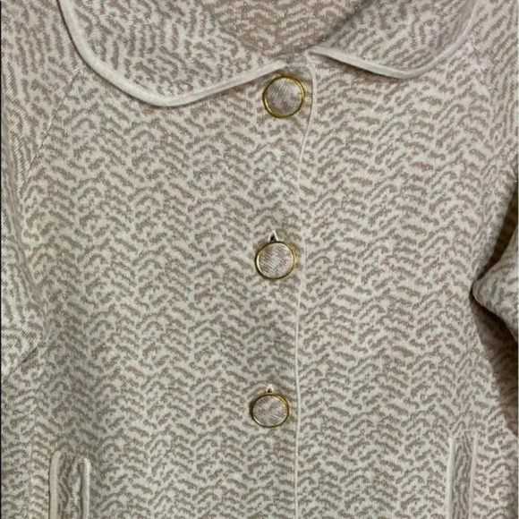 Chaus 1X metallic gold + white print knit sweater blazer/jacket - Picture 4 of 7
